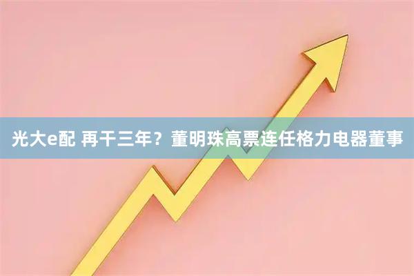光大e配 再干三年？董明珠高票連任格力電器董事